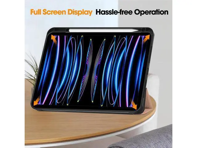 Alt view image 6 of 7 - Case for iPad Pro 11 Inch 2022 2021 2020 2018, Slim Smart Stand Cover for for iPad Pro 11 4th Gen 2022/3rd Gen 2021/ 2nd Gen 2020/1st Gen 2018 with Pencil Holder, Universal Stylus Pen Rose Gold