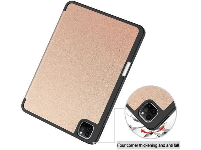 Alt view image 7 of 7 - Case for iPad Pro 11 Inch 2022 2021 2020 2018, Slim Smart Stand Cover for for iPad Pro 11 4th Gen 2022/3rd Gen 2021/ 2nd Gen 2020/1st Gen 2018 with Pencil Holder, Universal Stylus Pen Rose Gold