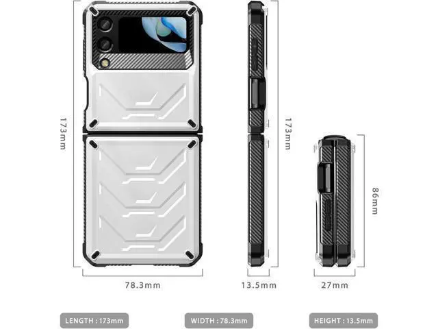 Alt view image 2 of 7 - For Samsung Galaxy Z Flip 4 5G 2022 Case with Slide Camera Cover, Military Grade Heavy Duty Protective Armor Phone Case Shockproof Cover White