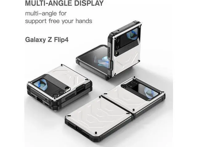 Alt view image 4 of 7 - For Samsung Galaxy Z Flip 4 5G 2022 Case with Slide Camera Cover, Military Grade Heavy Duty Protective Armor Phone Case Shockproof Cover White