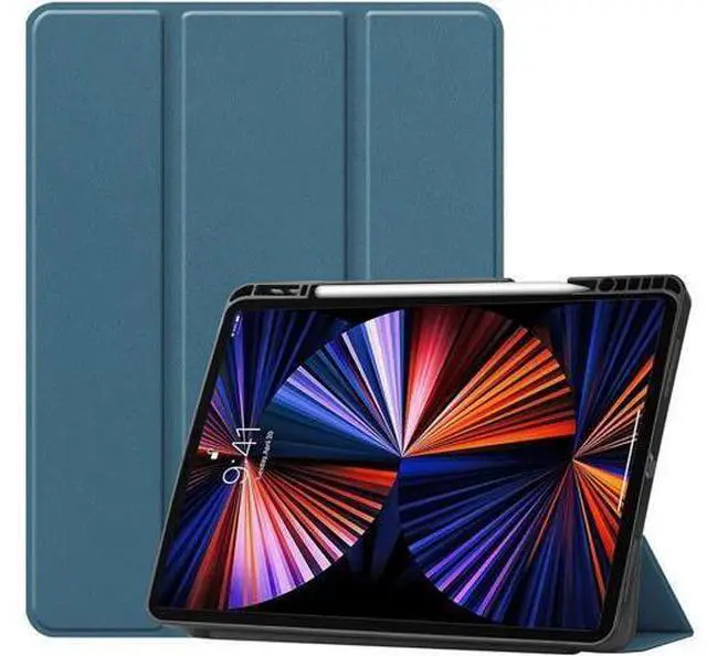 Main image of iPad Pro 12.9 inch Case 2021 5th Generation with Pencil Holder, Slim Lightweight Trifold Stand Cover -- Pencil Charging + Auto Sleep/Wake -- Soft TPU Back Cover for New iPad Pro 12.9 2021