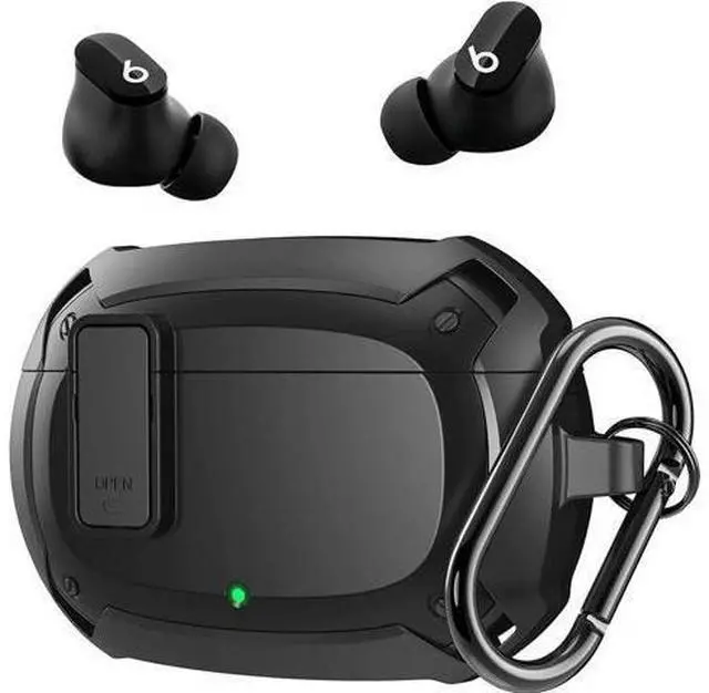 Main image of Beats Studio Buds Case Cover 2021, Secure Lock Hard Rugged Cool Shockproof Protective Case Cover for Beats Studio Buds Wireless Earbuds Case Accessories with Keychain Carabiner for Men Women