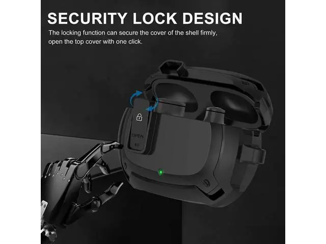 Alt view image 3 of 6 - Beats Studio Buds Case Cover 2021, Secure Lock Hard Rugged Cool Shockproof Protective Case Cover for Beats Studio Buds Wireless Earbuds Case Accessories with Keychain Carabiner for Men Women