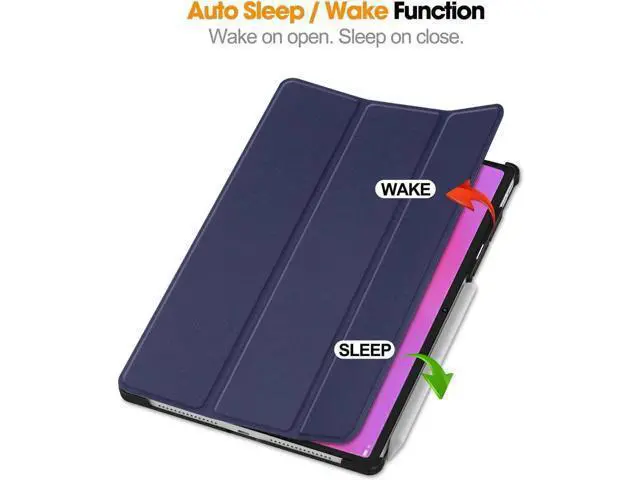 Alt view image 3 of 7 - Case for Lenovo Yoga Tab Plus 12.7 inch 2025 TB520FU, Slim Smart Cover Lightweight Hard Shell Protective Cover with Multi-Angle Stand, Universal Stylus Pen Blue