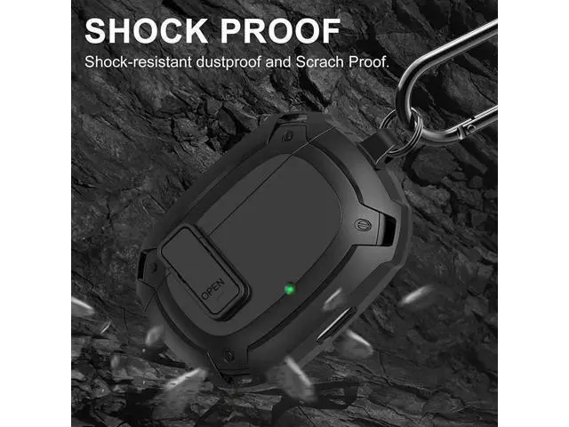 Alt view image 4 of 6 - Beats Studio Buds Case Cover 2021, Secure Lock Hard Rugged Cool Shockproof Protective Case Cover for Beats Studio Buds Wireless Earbuds Case Accessories with Keychain Carabiner for Men Women