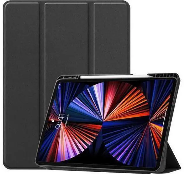 Main image of iPad Pro 12.9 inch Case 2021 5th Generation with Pencil Holder, Slim Lightweight Trifold Stand Cover -- Pencil Charging + Auto Sleep/Wake -- Soft TPU Back Cover for New iPad Pro 12.9 2021