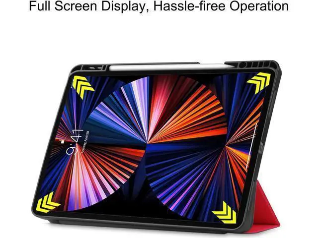Alt view image 6 of 6 - iPad Pro 12.9 inch Case 2021 5th Generation with Pencil Holder, Slim Lightweight Trifold Stand Cover -- Pencil Charging + Auto Sleep/Wake -- Soft TPU Back Cover for New iPad Pro 12.9 2021