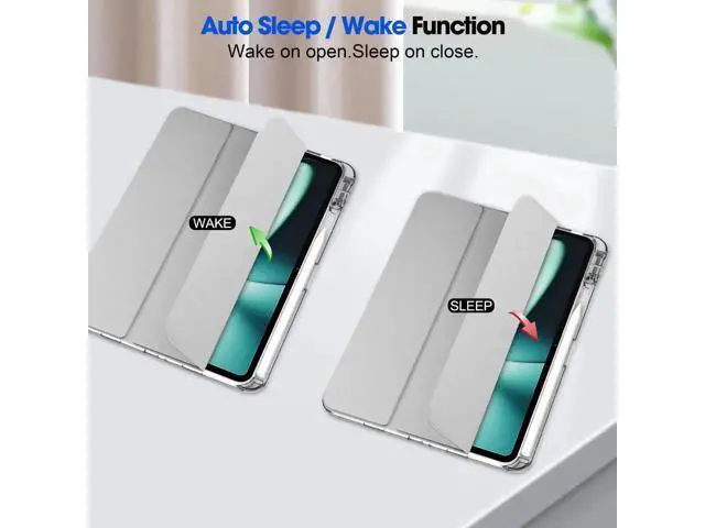 Alt view image 5 of 7 - Protective Case for Oppo OnePlus Pad 11.61 inch / Oppo Pad 2 11.61 inch 2023 with S Pen Holder, Transparent Hard Shell Back Trifold Smart Stand Cover with universal stylus Pen Silver