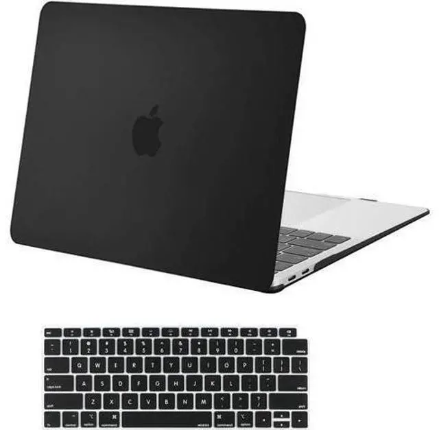 Main image of Compatible with MacBook Air 13 inch Case 2020 2019 2018 Release A2337 M1 A2179 A1932 Retina Display with Touch ID, Protective Plastic Hard Shell Case & Keyboard Cover Skin Black