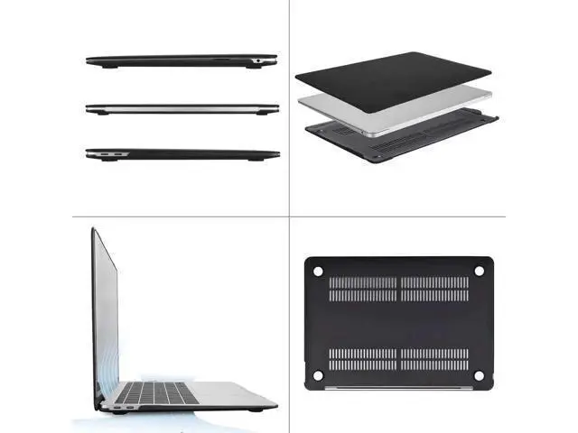 Alt view image 3 of 6 - Compatible with MacBook Air 13 inch Case 2020 2019 2018 Release A2337 M1 A2179 A1932 Retina Display with Touch ID, Protective Plastic Hard Shell Case & Keyboard Cover Skin Black