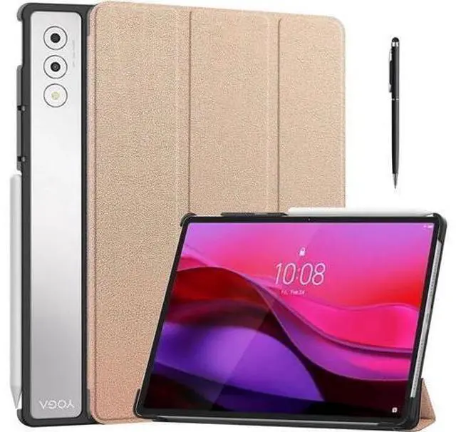 Main image of Case for Lenovo Yoga Tab Plus 12.7 inch 2025 TB520FU, Slim Smart Cover Lightweight Hard Shell Protective Cover with Multi-Angle Stand, Universal Stylus Pen Rose Gold