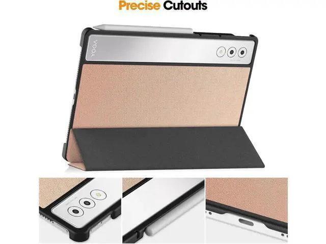 Alt view image 4 of 7 - Case for Lenovo Yoga Tab Plus 12.7 inch 2025 TB520FU, Slim Smart Cover Lightweight Hard Shell Protective Cover with Multi-Angle Stand, Universal Stylus Pen Rose Gold