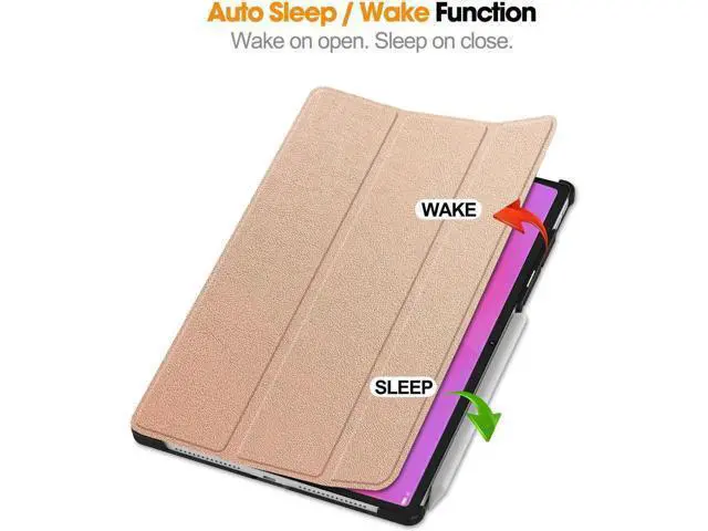 Alt view image 7 of 7 - Case for Lenovo Yoga Tab Plus 12.7 inch 2025 TB520FU, Slim Smart Cover Lightweight Hard Shell Protective Cover with Multi-Angle Stand, Universal Stylus Pen Rose Gold