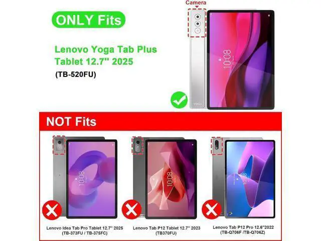 Alt view image 7 of 7 - Case for Lenovo Yoga Tab Plus 12.7 inch 2025 TB520FU, Slim Smart Cover Lightweight Hard Shell Protective Cover with Multi-Angle Stand, Universal Stylus Pen
