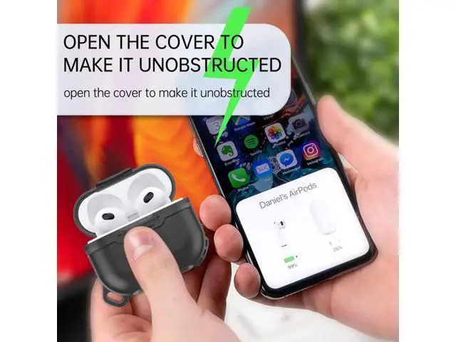 Alt view image 3 of 7 - AirPods 3rd Generation 2021 Case, Compatible Wireless Charging, LED Light Visible, IP68 Waterproof Shockproof Dustproof Full-Body Protective Cover for AirPods 3 with Keychain