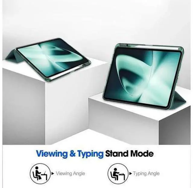 Alt view image 3 of 7 - Protective Case for Oppo OnePlus Pad 11.61 inch / Oppo Pad 2 11.61 inch 2023 with S Pen Holder, Transparent Hard Shell Back Trifold Smart Stand Cover with universal stylus Pen Dark Green