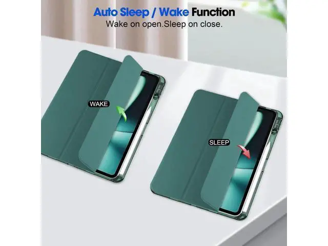 Alt view image 4 of 7 - Protective Case for Oppo OnePlus Pad 11.61 inch / Oppo Pad 2 11.61 inch 2023 with S Pen Holder, Transparent Hard Shell Back Trifold Smart Stand Cover with universal stylus Pen Dark Green