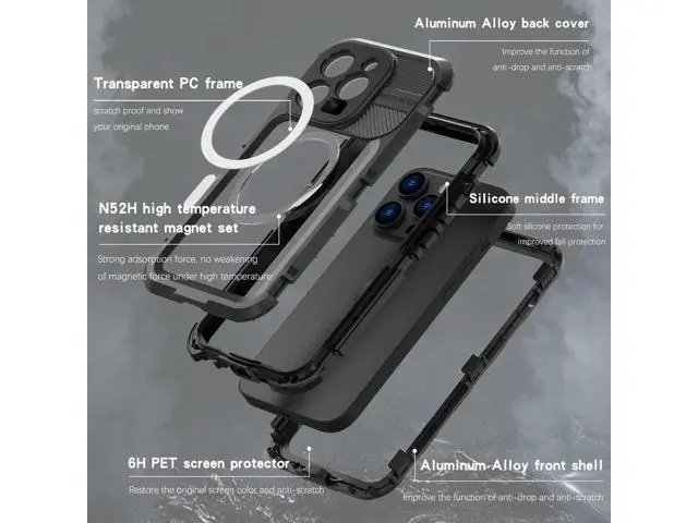 Alt view image 3 of 7 - iPhone 14 Pro Waterproof Case, MagSafe Compatible, Built-in Screen Protector IP68 Underwater Dustproof 360 Full Body Shockproof Protective Cover for iPhone 14 Pro 6.1 inch 2022