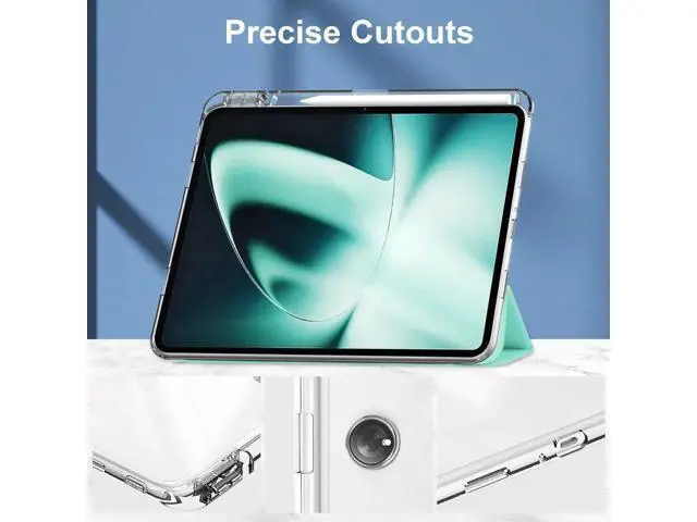 Alt view image 3 of 7 - Protective Case for Oppo OnePlus Pad 11.61 inch / Oppo Pad 2 11.61 inch 2023 with S Pen Holder, Transparent Hard Shell Back Trifold Smart Stand Cover with universal stylus Pen Light Blue