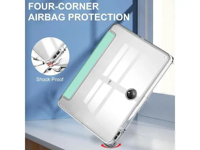 Alt view image 6 of 7 - Protective Case for Oppo OnePlus Pad 11.61 inch / Oppo Pad 2 11.61 inch 2023 with S Pen Holder, Transparent Hard Shell Back Trifold Smart Stand Cover with universal stylus Pen Light Blue