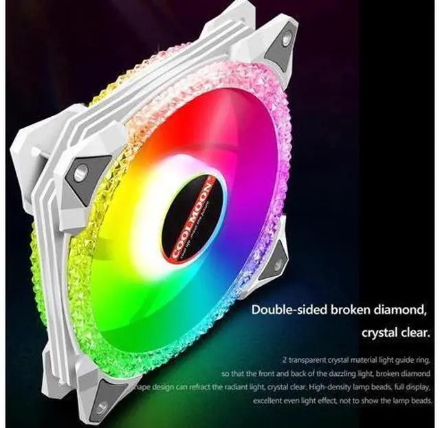 Alt view image 5 of 7 - 120mm PC Computer Case Fan RGB Cooler Heatsink 12cm Aura Sync Silent Cooling Fan 6PIN Rainbow Music ARGB Controller