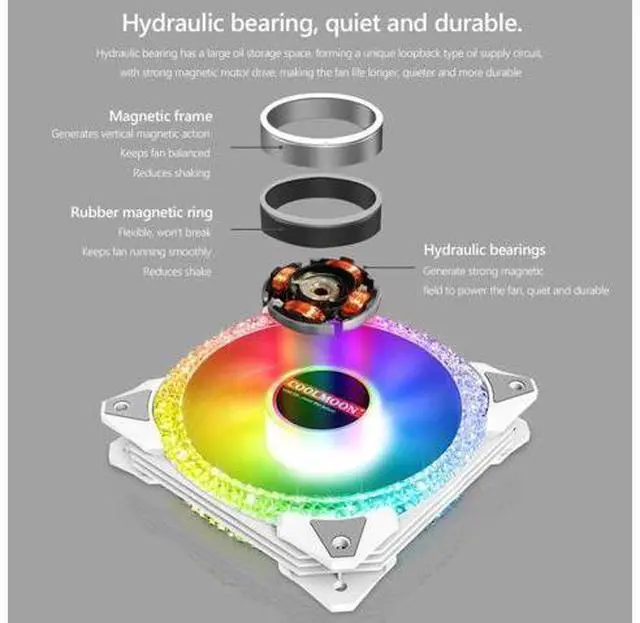 Alt view image 7 of 7 - 120mm PC Computer Case Fan RGB Cooler Heatsink 12cm Aura Sync Silent Cooling Fan 6PIN Rainbow Music ARGB Controller