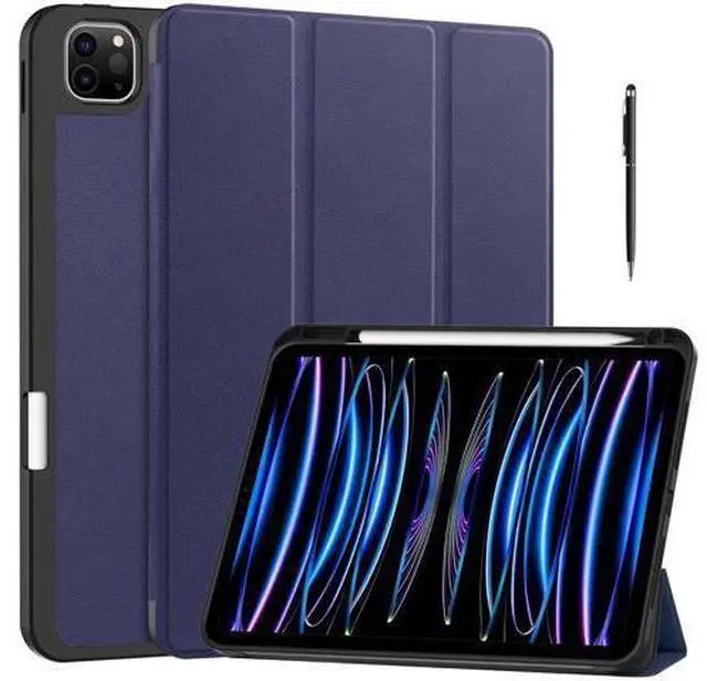 Main image of Case for iPad Pro 11 Inch 2022 2021 2020 2018, Slim Smart Stand Cover for for iPad Pro 11 4th Gen 2022/3rd Gen 2021/ 2nd Gen 2020/1st Gen 2018 with Pencil Holder, Universal Stylus Pen Blue