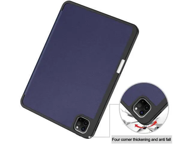 Alt view image 2 of 7 - Case for iPad Pro 11 Inch 2022 2021 2020 2018, Slim Smart Stand Cover for for iPad Pro 11 4th Gen 2022/3rd Gen 2021/ 2nd Gen 2020/1st Gen 2018 with Pencil Holder, Universal Stylus Pen Blue