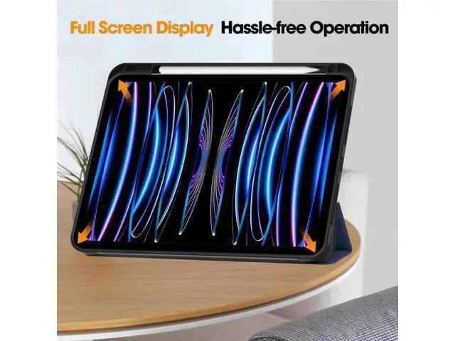 Alt view image 6 of 7 - Case for iPad Pro 11 Inch 2022 2021 2020 2018, Slim Smart Stand Cover for for iPad Pro 11 4th Gen 2022/3rd Gen 2021/ 2nd Gen 2020/1st Gen 2018 with Pencil Holder, Universal Stylus Pen Blue