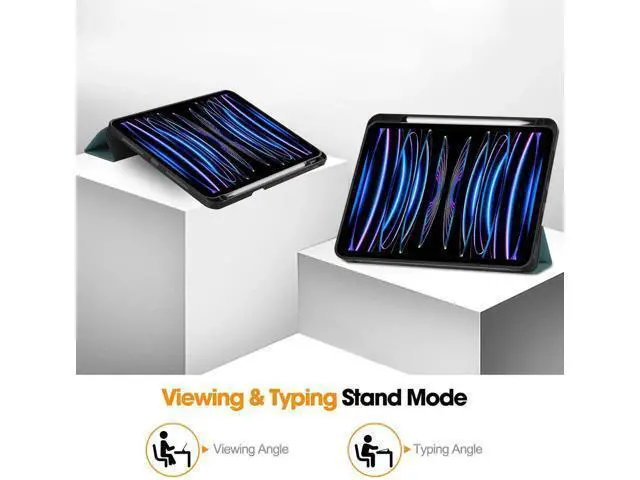 Alt view image 6 of 7 - Case for iPad Pro 11 Inch 2022 2021 2020 2018, Slim Smart Stand Cover for for iPad Pro 11 4th Gen 2022/3rd Gen 2021/ 2nd Gen 2020/1st Gen 2018 with Pencil Holder, Universal Stylus Pen