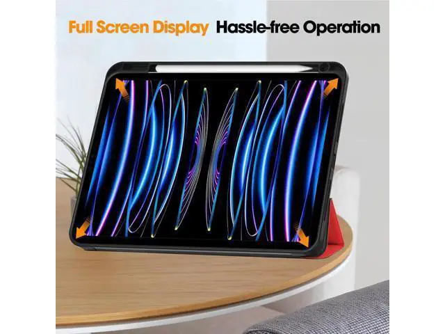Alt view image 5 of 7 - Case for iPad Pro 11 Inch 2022 2021 2020 2018, Slim Smart Stand Cover for for iPad Pro 11 4th Gen 2022/3rd Gen 2021/ 2nd Gen 2020/1st Gen 2018 with Pencil Holder, Universal Stylus Pen Red