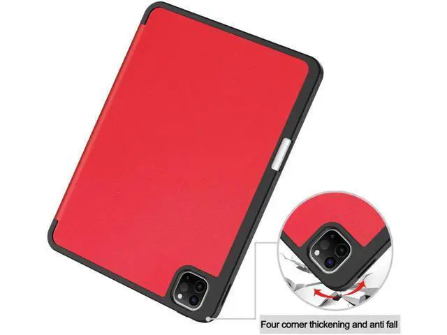 Alt view image 7 of 7 - Case for iPad Pro 11 Inch 2022 2021 2020 2018, Slim Smart Stand Cover for for iPad Pro 11 4th Gen 2022/3rd Gen 2021/ 2nd Gen 2020/1st Gen 2018 with Pencil Holder, Universal Stylus Pen Red