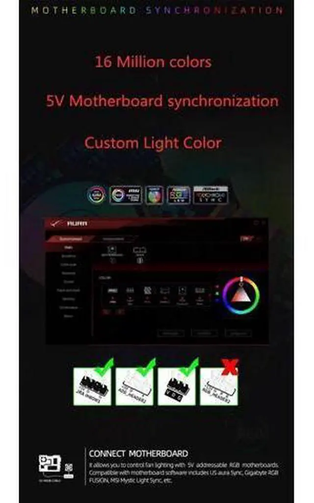 Alt view image 7 of 7 - RGB Case Fan Kit 120mm Fan ARGB RGB Cooling Ventilador 6PIN Rainbow Computer Chassis Fans 12V Silent Adjust 12cm Aura Sync