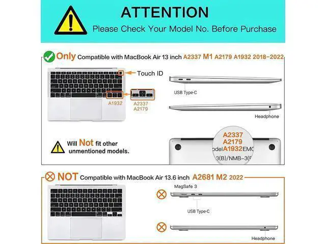 Alt view image 5 of 7 - Compatible with MacBook Air 13 inch Case 2022, 2021-2018 Release A2337 M1 A2179 A1932 with Retina Display Touch ID, Plastic Hard Shell with Keyboard Cover Blue