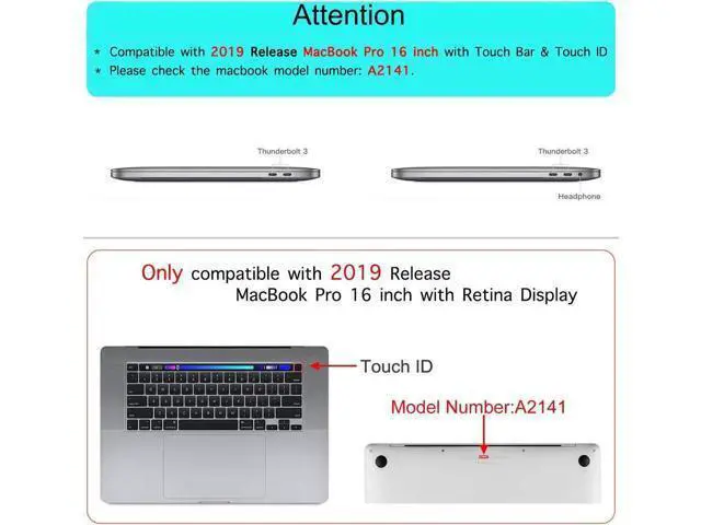 Alt view image 7 of 7 - MacBook Pro 16 inch Case 2019 Release A2141 with Touch Bar & Touch ID Premium PU Leather Book Folio Protective Cover Sleeve with Keyboard Cover