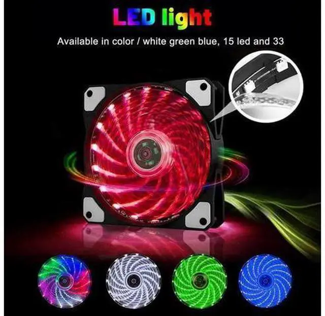 Alt view image 7 of 7 - RGB PC Case Fans Computer Case Cooling Fan 12V DC 15 Lights Streamer Chassis Fan 12CM RGB LED PWM Light Heat Dissipation Fan