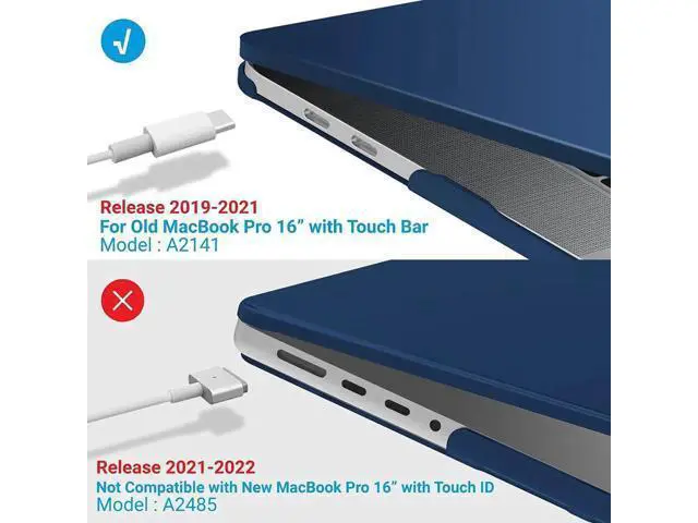 Alt view image 4 of 7 - Compatible with MacBook Pro 16 Inch Case A2141 Release 2020 2019, Hard Shell Case with Keyboard Cover for Old Version Mac Pro 16" Navy Blue