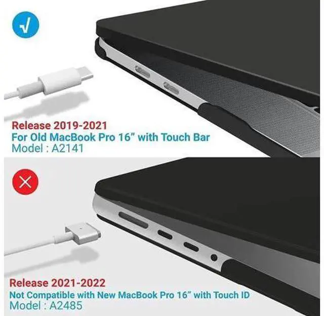 Alt view image 3 of 7 - Compatible with MacBook Pro 16 Inch Case A2141 Release 2020 2019, Hard Shell Case with Keyboard Cover for Old Version Mac Pro 16" Matte Black