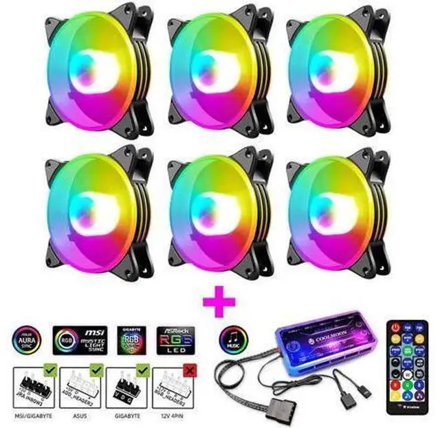 Main image of 120mm Case Fan Cooler PC Air 12cm Cooling Fans 6PIN RGB Radiator 12V Mute Computer ARGB Aura Sync