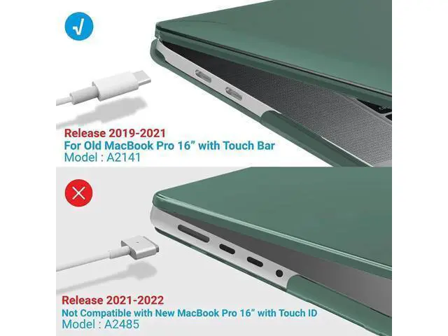 Alt view image 2 of 7 - Compatible with MacBook Pro 16 Inch Case A2141 Release 2020 2019, Hard Shell Case with Keyboard Cover for Old Version Mac Pro 16" Matte Green