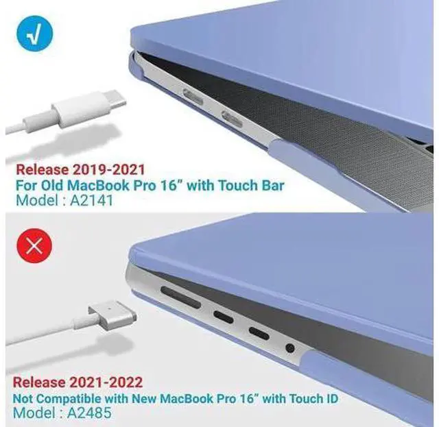 Alt view image 7 of 7 - Compatible with MacBook Pro 16 Inch Case A2141 Release 2020 2019, Hard Shell Case with Keyboard Cover for Old Version Mac Pro 16" Matte Light blue