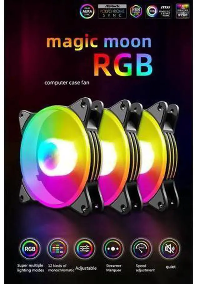 Alt view image 6 of 7 - 120mm Case Fan Cooler PC Air 12cm Cooling Fans 6PIN RGB Radiator 12V Mute Computer ARGB Aura Sync