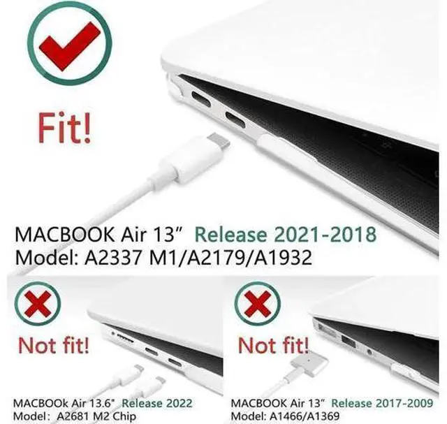Alt view image 5 of 7 - Compatible with MacBook Air 13 inch Case 2022, 2021-2018 Release A2337 M1 A2179 A1932 with Retina Display Touch ID, Plastic Hard Shell with Keyboard Cover Matte Transparent