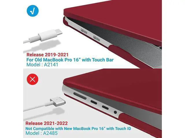 Alt view image 3 of 7 - Compatible with MacBook Pro 16 Inch Case A2141 Release 2020 2019, Hard Shell Case with Keyboard Cover for Old Version Mac Pro 16" Matte Red