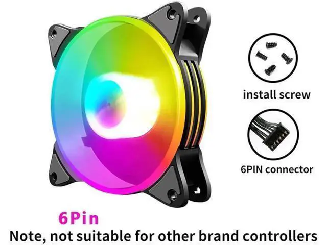Alt view image 2 of 7 - 120mm Case Fan Cooler PC Air 12cm Cooling Fans 6PIN RGB Radiator 12V Mute Computer ARGB Aura Sync