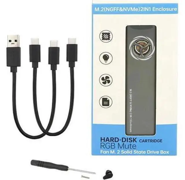 Alt view image 3 of 7 - Dual Protocol M.2 SSD NVMe SATA Case Support M2 NVMe NGFF Sata SSD Hard Drive with Fan For PCIe M Key/B+M Key USB C 10Gbps Box