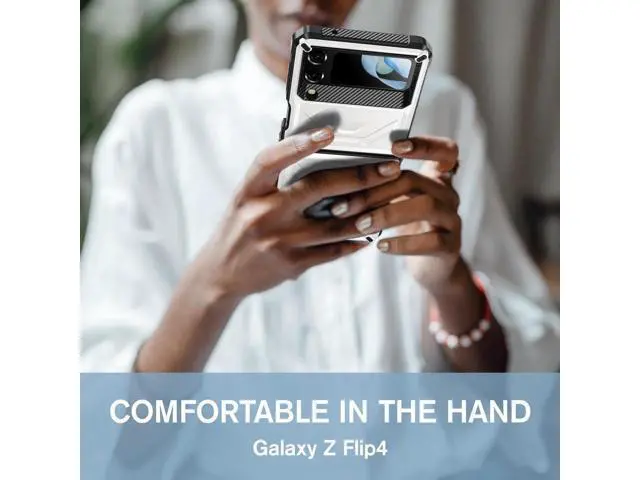 Alt view image 6 of 7 - For Samsung Galaxy Z Flip 4 5G 2022 Case with Slide Camera Cover, Military Grade Heavy Duty Protective Armor Phone Case Shockproof Cover White