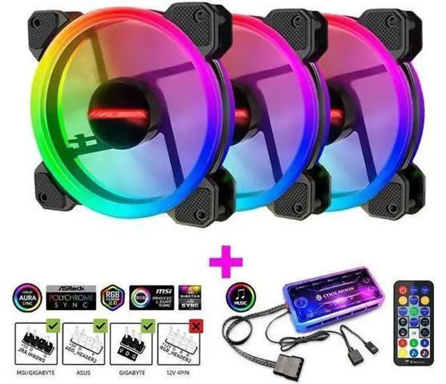 Main image of 12cm RGB Series Case Fan, Wireless RGB LED 120mm Fan,Quiet Edition High Airflow Adjustable Color LED Case Fan For PC Cases
