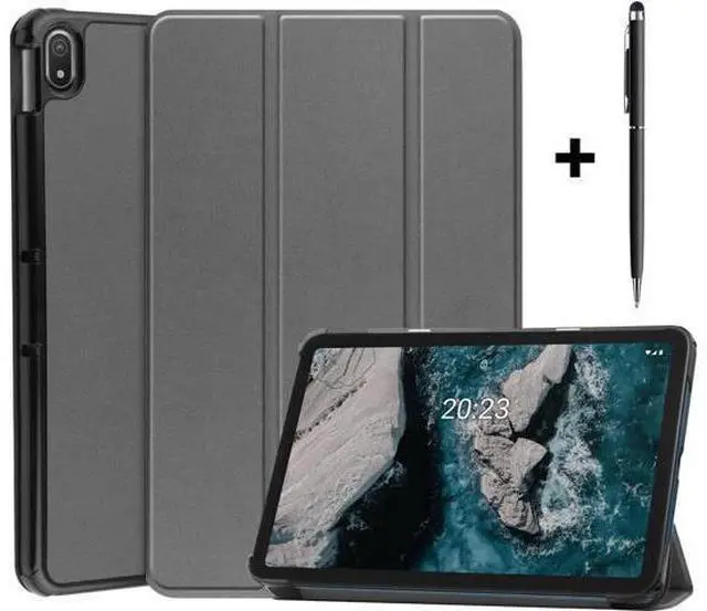 Main image of Nokia T20 Tablet Case 10.36 Inch 2021, Slim Light Trifold Stand Hard Shell Smart Cover for 10.36" Nokia T20 Tablet TA-1392 TA-13797 TA-1394 2021 with Universal Stylus Pen Blue Grey