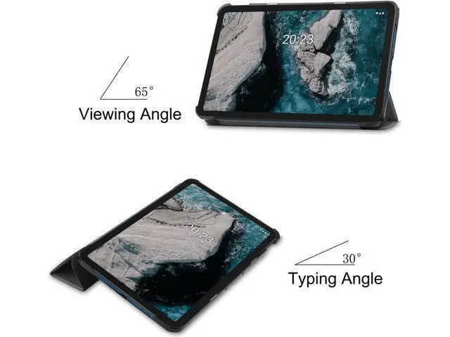 Alt view image 6 of 7 - Nokia T20 Tablet Case 10.36 Inch 2021, Slim Light Trifold Stand Hard Shell Smart Cover for 10.36" Nokia T20 Tablet TA-1392 TA-13797 TA-1394 2021 with Universal Stylus Pen Blue Grey